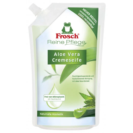 Frosch Reine Pflege Cremeseife Aloe Vera Nachfüllbeutel 500ML 3 Frosch Reine Pflege Cremeseife Aloe Vera Nachfüllbeutel 500ML