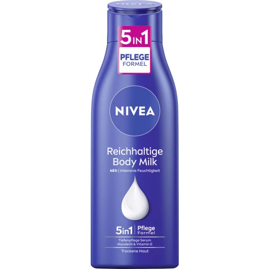 NIVEA Reichhaltige Body Milch 5in1 Tiefenpflege Serum 48h 250ML 3 NIVEA Reichhaltige Body Milch 5in1 Tiefenpflege Serum 48h 250ML