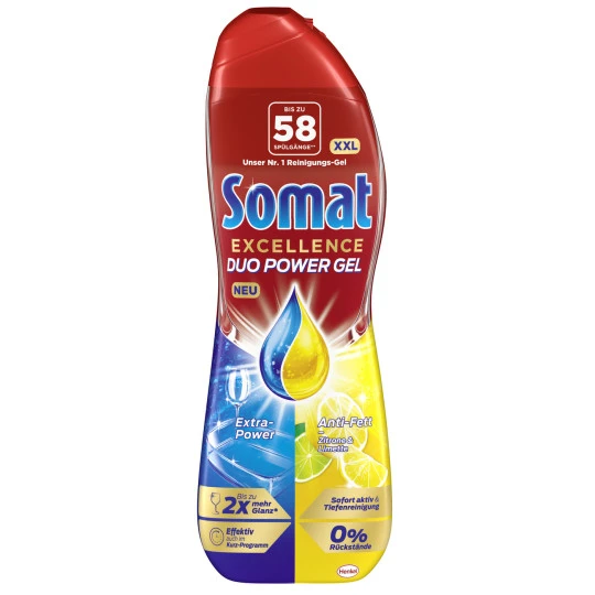 Somat Excellence Duo Power Gel Zitrone & Limette 928ML 3 Somat Excellence Duo Power Gel Zitrone & Limette 928ML